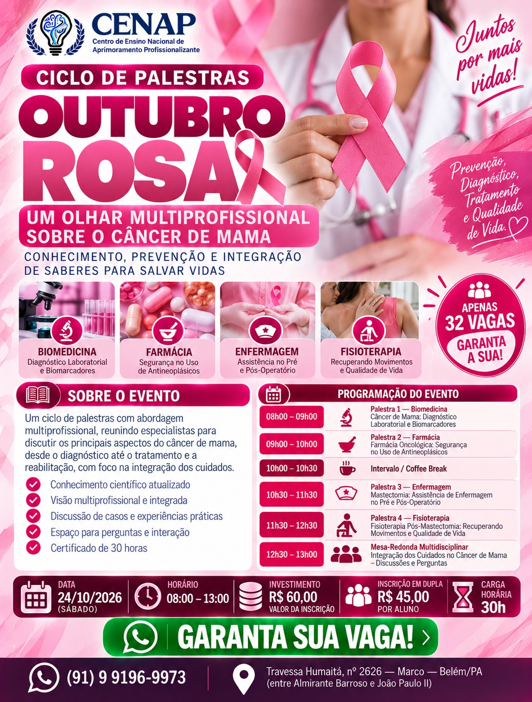 Programação acadêmica completa do Ciclo de Palestras sobre Câncer de Mama.
